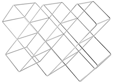 ECHTWERK Weinregal für bis zu 8 Flaschen, Flaschenregal freistehend, Weinflaschenhalter, Weinlagerung, Weinaufbewahrung, Weinständer, aus hochwertigem Eisen, 46 x 16,6 x 31 cm , Silber-Edition