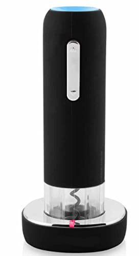Sacacorchos eléctrico recargable. Tacto suave. Diseño ergonómico. Fácil manejo. Extracción y recuperación del corcho en segundos. Con base cargador. Incluye corta cápsulas.