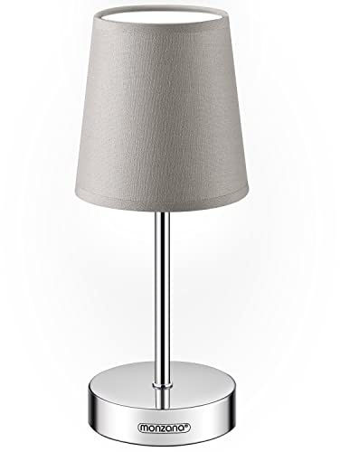 MONZANA® Nachttischlampe 32cm Stoffschirm E14 Grau Taupe Anthrazit Weiß Wohnzimmer Schlafzimmer Lampe Leuchte Tischlampe Nachttischleuchte Tischleuchte
