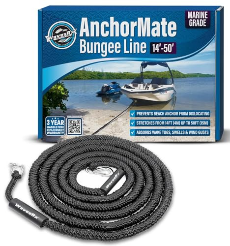 AnchorMate Bungee Line Ankarlinor på 4–15 m, linor för förtöjning/förankring av båtar, vattenskotrar och kajaker, absorberar stötar från vågor och vind, förhindrar att ankare lossna