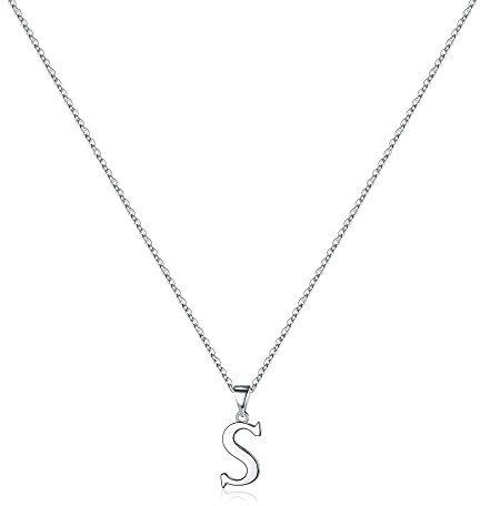 TINGN Halskette Damen Silber 925 Kette, Hypoallergene Silber Kette mit Buchstabe Anhänger Kette Silber Halskette Geburtstag Geschenke für Frauen Mama Freundin Teenager Mädchen (mit Geschenkbox)