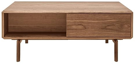 Miliboo Table Basse rectangulaire avec rangements 2 tiroirs Bois foncé Noyer L100 cm SUVA
