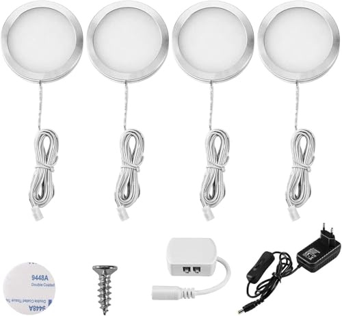 Lightess 4er Unterbauleuchte Küche LED Vitrinenbeleuchtung 12V Neutralweiß