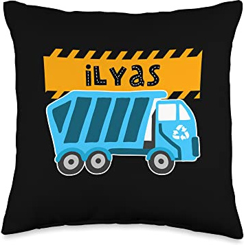 Waste Collector Dump Trash Recycling Lover Ilyas Trash Kids Collector Ecologist Garbage Truck Throw Pillow, 16x16, Multicolor