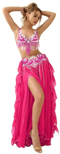 ROYAL SMEELA Bauchtanz kostüm Damen Set Karnevals kostüm Bauchtanz BH gürtel Rock Anzug Bauchtanz Kleidung Profi Bauchtanz Set Bauchtänzerin Kostüme Bauch tanzen Kostum Bauchtanz Outfits für Frauen