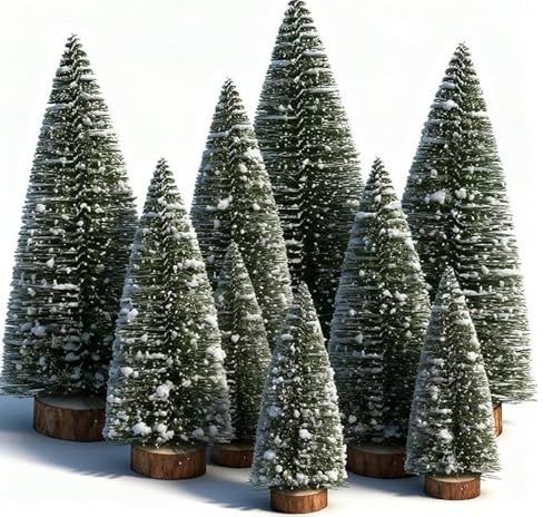 Mini Set De Sapin De Noël- 9 Pcs Mini-Sapin De Noël, Sapin De Noel Artificiel, Petit Sapin De Noël avec Base, pour Décoration De Noël, Décoration De Table, Bricolage, Vitrine De Vitrine