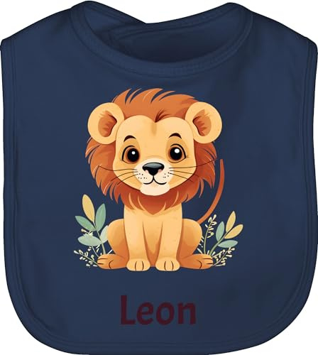 Geschenk mit Namen personalisiert by Shirtracer - Baby Lätzchen - Löwen - Süßer Löwe Wildtiere König der Tiere Lion