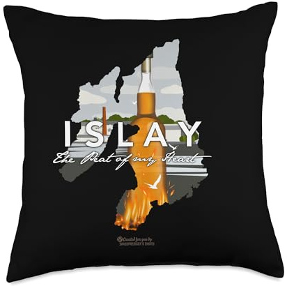 Whisky Design Islay The Peat of my Heart Bottle of Whisky Throw Pillow