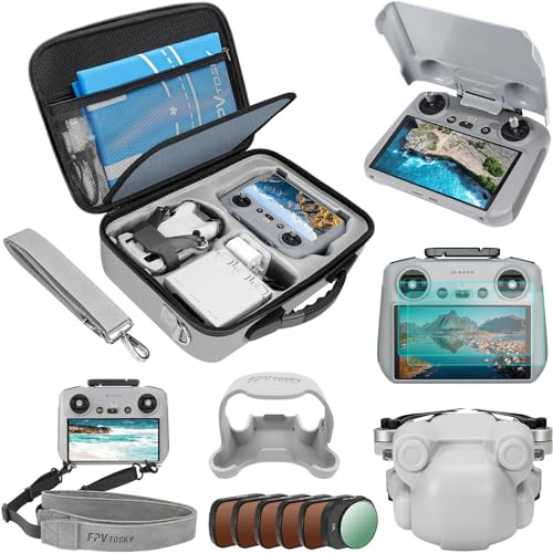 FPVtosky Zubehörpaket Mini 4 Pro - 7-in-1-Kit, Tragetasche, ND-Filter-Set, RC2-Sonnenblende, Kordel, Objektivdeckel, Displayschutz, Propellerhalterung für DJI Mini 4