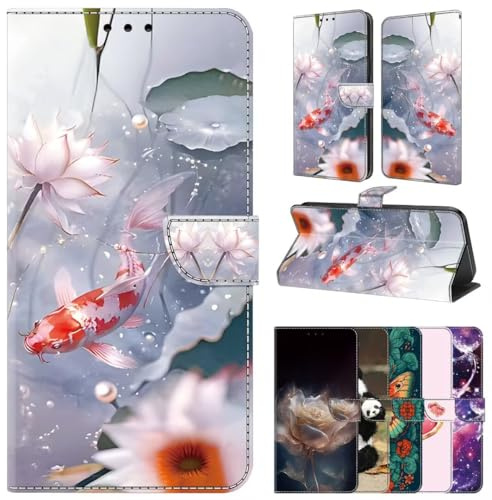 Lederhülle für Samsung Galaxy S23 Ultra Hülle Klappbar Handyhülle Kartenfach Flip Case Stoßfeste Schutzhülle Klapphülle Stand Wallet Cover für Samsung Galaxy S23 Ultra,Koi-Karpfen