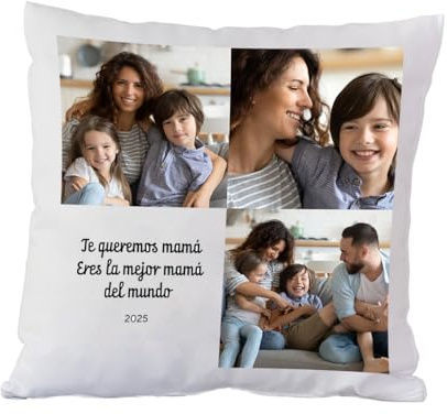 CALLE DEL REGALO Cojín Personalizado con Foto | Incluye Relleno | 40 * 40 cm (con Fotos y Texto)