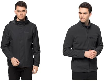 Jack Wolfskin Herren Stormy Point 2l Jkt M Jacket, Schwarz, L EU & Herren Beilstein Fz M Fleece Jacke, Schwarz, L EU