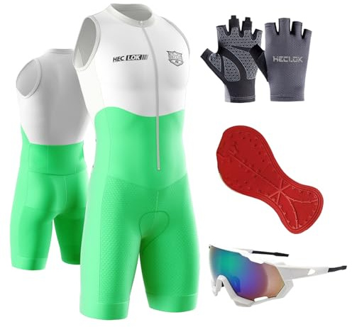 Triathlon-Anzug für Herren, Triathlon Anzug Herren, Herren Fahrrad SkinsuitRadsportanzug gepolstert einteilig Trisuit Trisuit Einteiler für Wettkampf Run, Cycle, Swim (TYP-5,M)