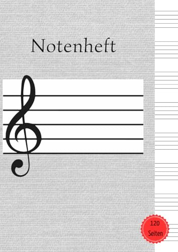 Notenheft: Musikheft mit Notenlinien a4 / 120 Seiten blanko / mit unbedruckten Seiten