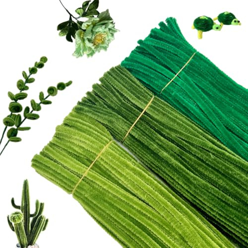 300 Stk Pfeifenputzer zum Basteln Grüne Pfeifenreiniger Chenilledraht Lang | 30 cm, Pipe Cleaner Basteln Biegeplüsch Grün, für Weihnachten, Halloween, Kreative Diy-projekte und Basteldeko für Kinder