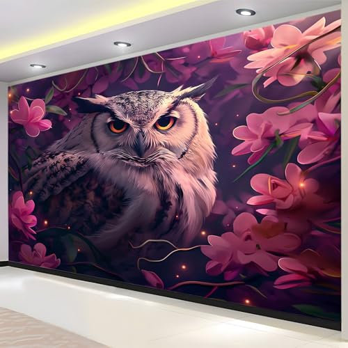 Distel Tapeten Tier Eule Fototapete 140 x 200 cm Modern Effekt Wandbild Poster Dekoration für Wohnzimmer Schlafzimmer Flur Vlies Tapete Wandtapete