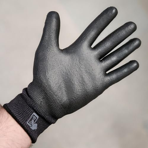 Gants de travail anti-coupure EN388 Noir Tactile Touch v.2 | Revêtement nitrile antidérapant, gants de protection professionnelle pour homme femme, sécurité industrielle, bricolage |BTT (T8)