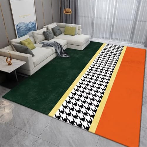 RUGMRZ Teppich Esszimmer Teppich Küche Orange-grüne geometrische Marokko-Serie Antifouling kann angepasst Werden Webteppich 80X150CM