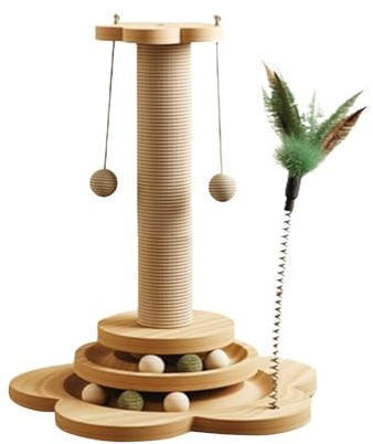 Kratzbaum für Katzen aus Sisal – Hergestellt aus robustem und wetterfestem Sisalseil, Kratzbaum für den Innenbereich zum Klettern von Katzen | 4-in-1-Möbel für Katzen
