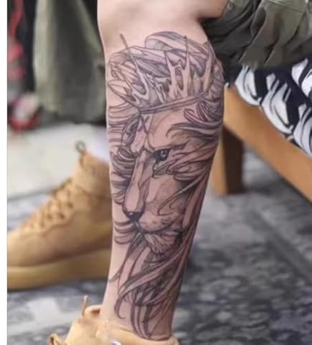 2Pcs Herbal Temporary Tattoos Stickers Fake Tattoos Lion Calf Juice Female Male Semi-Permanent Non-Reflective Waterproof Lasting 2 Weeks