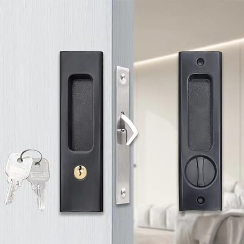 Serratura invisibile per porta scorrevole con chiave, migliora la sicurezza della tua casa senza sforzo (nero)