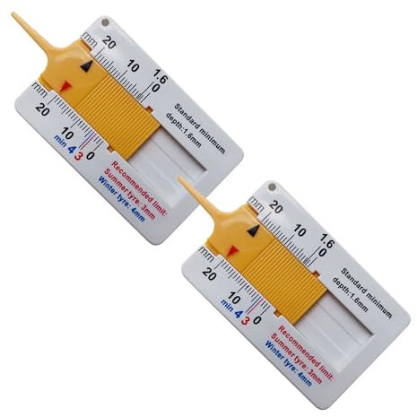2 Pack Tyre Tread Depth Gauge, 0-20mm Portable Measuring Tool with Keychain | Accurate Tread Checker for Car, Motorcycle & Truck Tires (UK Standard)