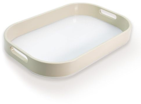 Serviertablett mit Griffen (32,9 cm), Kunststofftablett, Dekorplatte, Serviergeschirr, Essen für Party, Frühstück, Serviertabletts, Lebensmitteltrag, Weiß