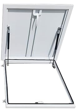 BAYTEWJX Escotilla Grande de Acceso al Techo Acero Galvanizado Trampilla de Techo Soporte de Varilla Hidráulica para Invernaderos Techos.(ID45x45cm)