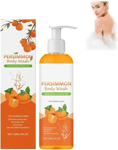 Persimmon Duschgel zur Geruchskontrolle, tiefenreinigende, feuchtigkeitsspendende Duschgels, geruchshemmende Deodorant-Seife, frischer Duft, für Männer & Frauen
