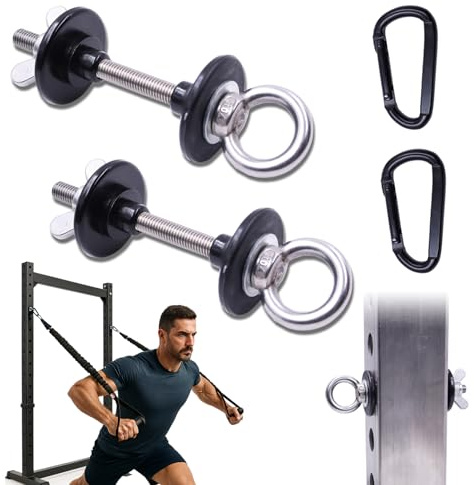 J Bryant 2PCS Power Rack Attachments for Resistance Bands Heavy Duty Squat Rack Accessories Fits 2x2 & 3x3 Uprights with 5/8 or 1 Holes Strength Training Compatible