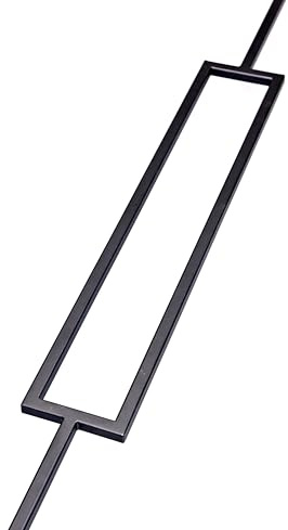 Black Metal Stair Spindle – Rectangular 1118mm Baluster – 13mm Mild Steel Railing Insert – Matte Black Finish for Modern Stairs- Hudeshope