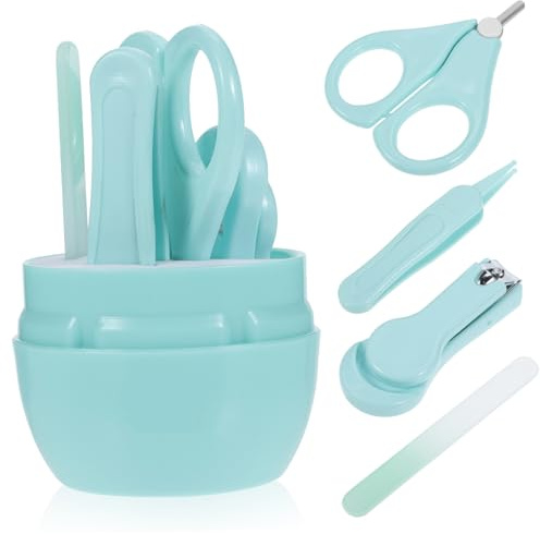 Babynagelset 1 Satz mit Edelstahl und Abs, Ergonomisch | Babypflege für Säuglinge, Rutschfester Griff, Anti Clip, Aufbewahrungsbox Inklusive, Kompakt