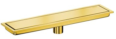 Desagüe de ducha lineal rectangular dorado con colador de pelo, cubierta extraíble, desagüe de suelo para baño, cocina, garaje, sótano (tamaño: 10 x 40 cm)