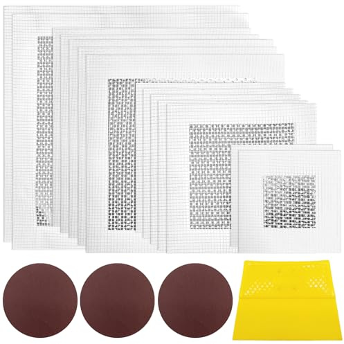 18pcs Wall Repair Kit, 14pcs 4 size Self Adhesive Aluminum Plasterboard Wall Hole Filler Patch, 3pcs Sandpapers, 1pcs Scraper For Wall Hole Drywall Crack Repair