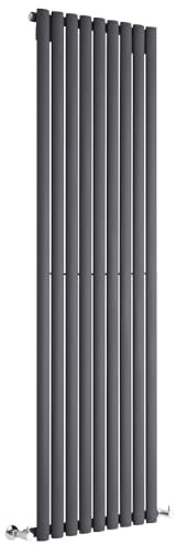 Milano Anthracite Vertical Single Oval Panel Radiator - 1750 x 531mm