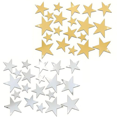 SHDOFN Manchas De Espejo De Estrella De 40 Piezas, Adhesivos Adhesivos Fuertes, Materiales De Decoración De Bricolaje, Espejos Y Paredes De Vidrio para El Hogar.
