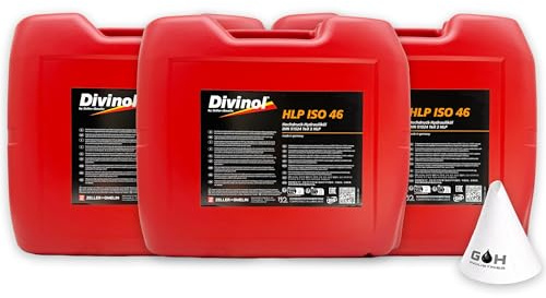Divinol HLP 46 | 60 L | Hydrauliköl – DIN 51524-2 HLP | ISO VG 46 | (48870) | Hochdruck Hydrauliköl für Hydraulikanlagen Maschinen Industrie – Verschleißschutz Öl | 3 St. mit 20 L + Trichter