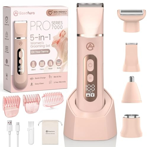 EaseAura 5-in-1 Lady Shavers for Women, Bikini Trimmer & Electric Razor
