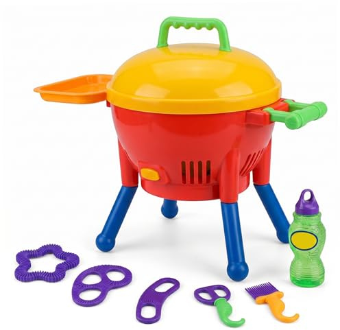 Automatische Seifenblasenmaschinen für Kinder – lustiges Kindergrill-Spielset mit Montageteilen, Outdoor-Spielzeug für die Camping-Party am Strand im Garten