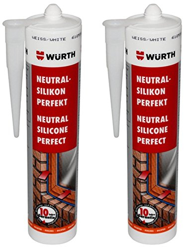 Würth Silikon 2 Stück Weiss Neutral-Perfekt 310ml Kartusche Fensterverglasung