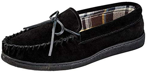 Mens Jo & Joe New England Real Suede Leather Moccasin Slippers Size 7-12 (UK 7, Black)
