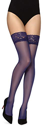 Merry Style Strapsstrümpfe Damen 15 DEN mit Spitzenrand MS-200 | Ohne Silikon; für Strumpfgürtel, transparente Beinoptik und verstärkte Zehenpartie, Gürtel nicht enthalten