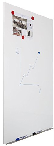 Rocada | Whiteboard Magnetisch Rahmenlos | Magnettafel Wandmagnettafel | PE - Beschichtet | Mit Stiftablage und trocken Abwischbar | 100 x 150 cm - Weiß