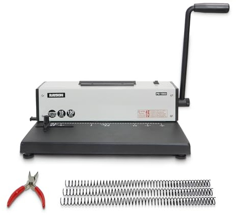 Rayson PD-1503 Coil Binding Machine, 4:1 Pitch Spiral Binder with Electric Coil Inserter for Max. Punching Letter Size