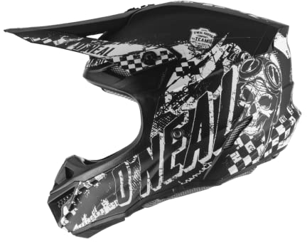 O'NEAL | Motocross-Helm | Motocross Enduro | 2 Außenschalen & 2 EPS für erhöhte Sicherheit, ABS Schale, Nasenschutz aus Gummi | 5SRS Polyacrylite Helmet Rider | Erwachsene | Schwarz Weiß | Größe XXL
