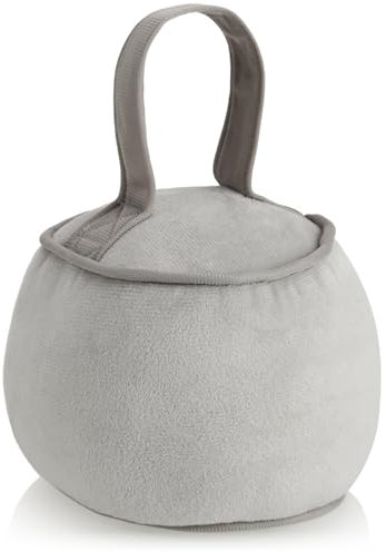 com-four® Türstopper mit Griff - extra schwer - 1,8 kg Türhalter mit verstärkten Nähten - funktionelles Wohnaccessoire - runder, weicher Bremsklotz für Fenster und Türen (Rund - grau)