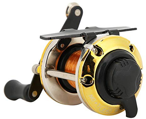 so Carrete de Pesca portátil de Hielo en Invierno, Rueda de Tambor TF10 Rueda de Placa pequeña Carrete Lateral Rueda Horizontal con línea(Dorado)