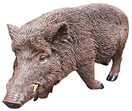 Aspinaworld Figurine de sanglier sur le torse - 30 cm - Figurine pour le jardin - Décoration résistante aux intempéries - Décoration de forêt