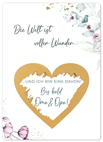 Joli Coon Rubbelkarte Ihr werdet Großeltern, Schwangerschaft verkünden | 350g Designerpapier, fühlbare UV-Lack-Veredelung, zur Schwangerschaftsverkündung, Premium-Papeterie