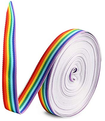 GNAGYUAN 10 Meters Regenbogen band, mehrfarbiges Ripsband Doppelseitiges Stoffband für Kunsthandwerk DIY, Geschenkverpackung, Hochzeit, Geburtstagsfeierdekoration (10M X 15MM)